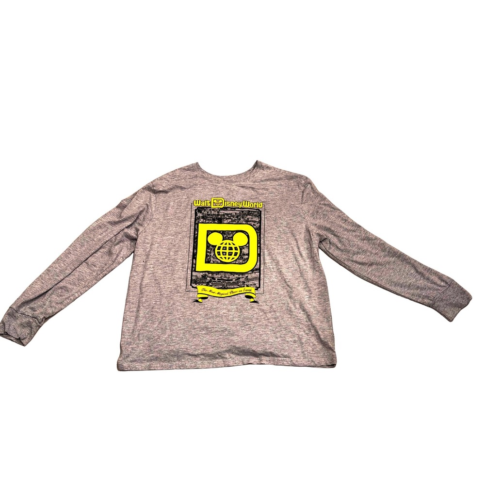 Disney Parks Walt Disney World Long Sleeve Graphic Tee Gray Yellow Mens XL